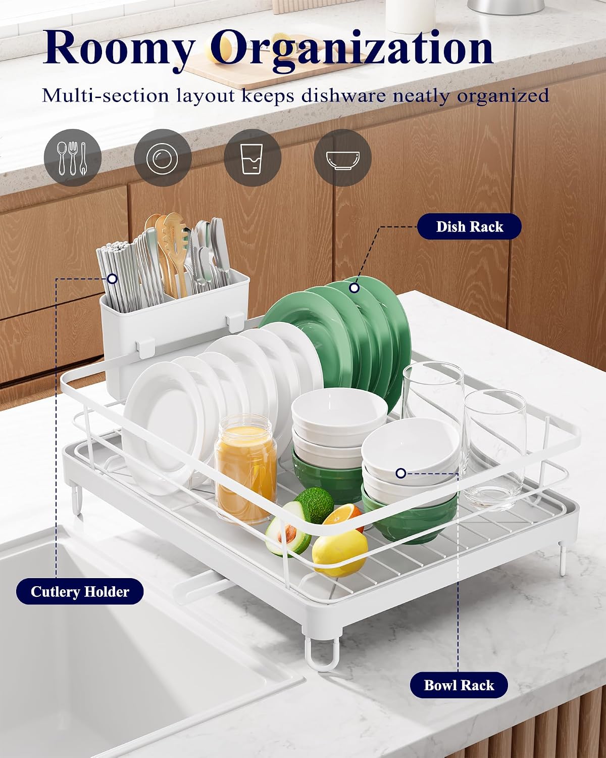 Kitsure - Escurridor de platos para encimera de cocina, 12.7 pulgad...