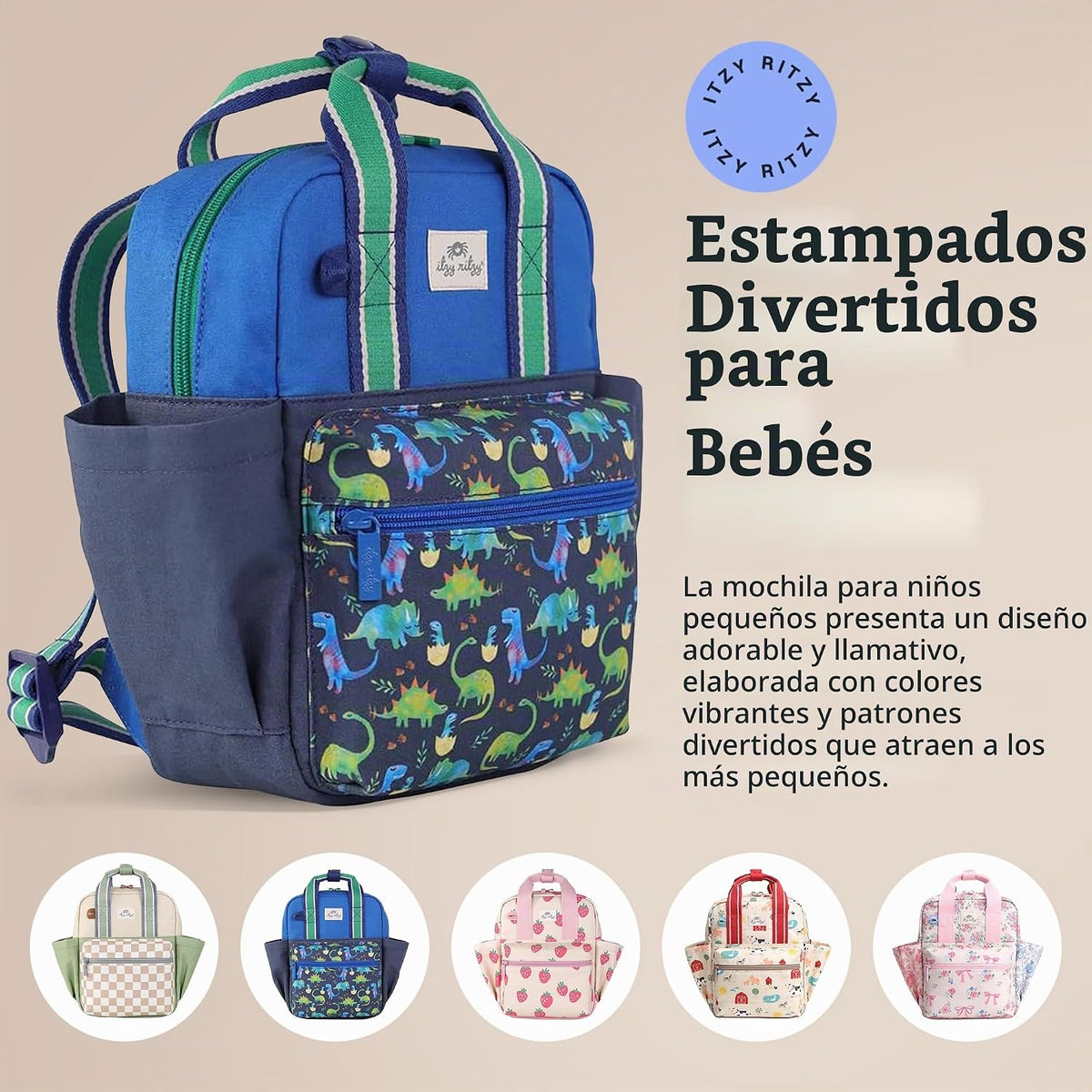 Itzy Ritzy - Mochila para niños pequeños, con correas de hombro aju...
