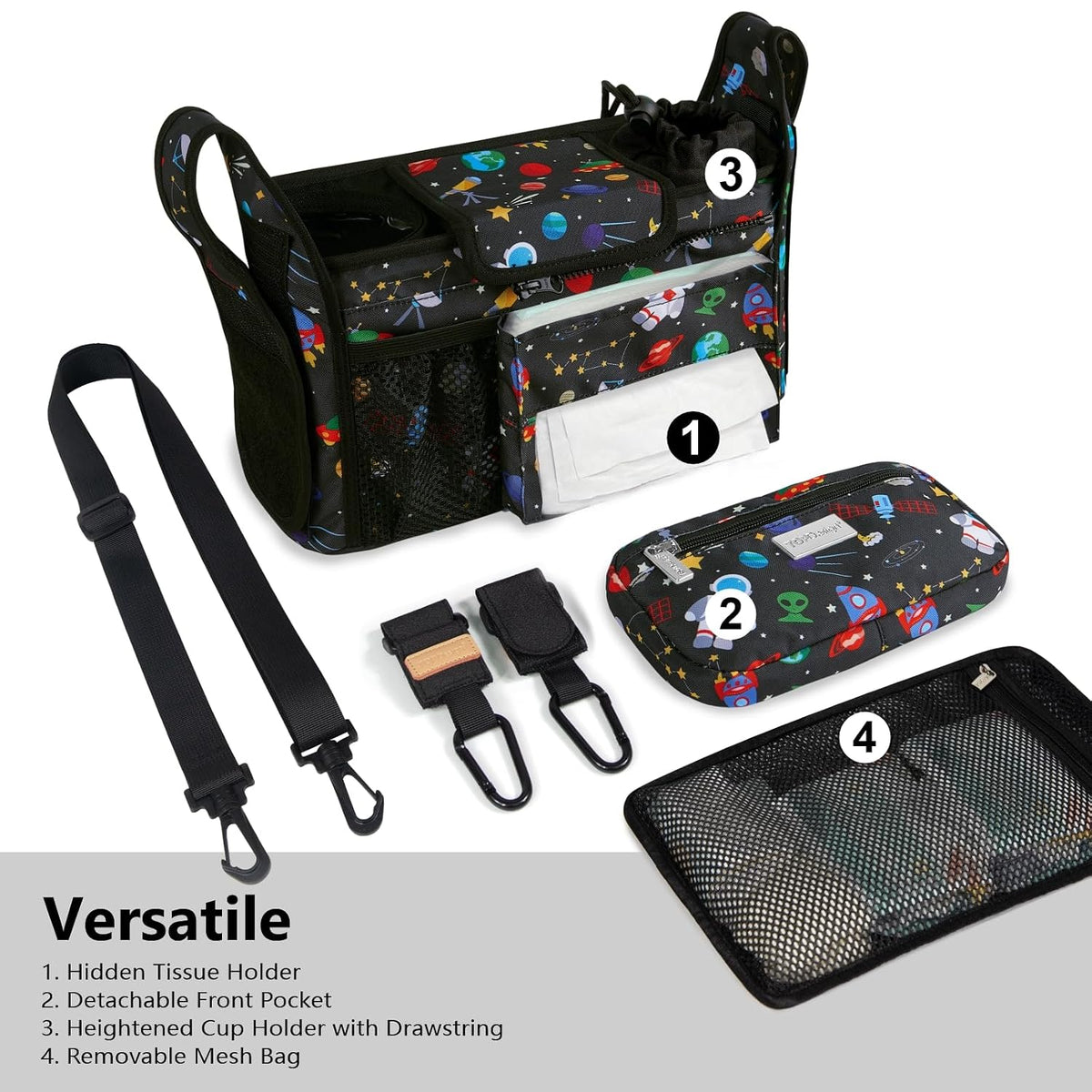 TOPDesign Organizador universal para cochecito de bebé, carrito de...