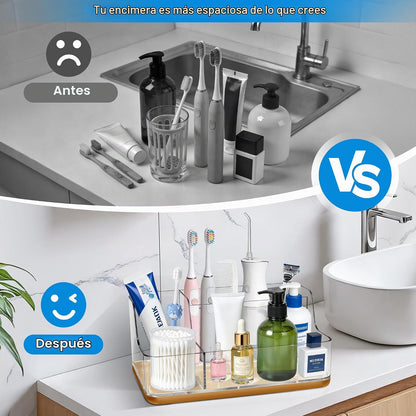 LAREKUN Estante de almacenamiento dorado para encimera de baño, láp...