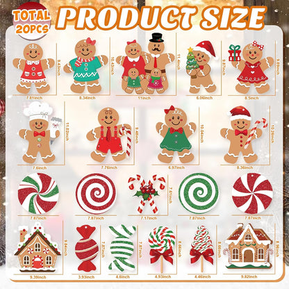 20 piezas de decoraciones navideñas de pan de jengibre para exterio...