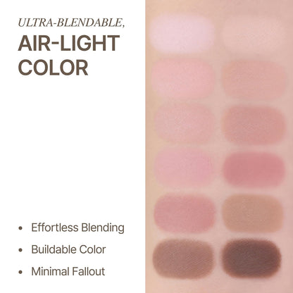 CLIO Pro - Paleta de ojos de aire, 12 colores de sombra de ojos mat...