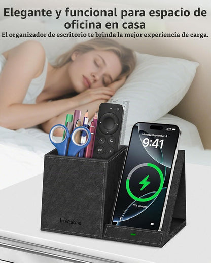 Investme Portalápices con cargador inalámbrico, portalápices para |...