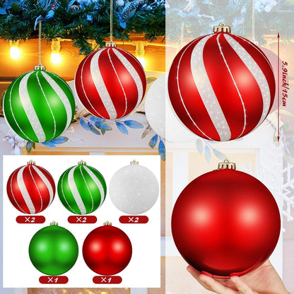 Wettarn Juego de 8 grandes bolas de ornamento de Navidad de 6 pulga...