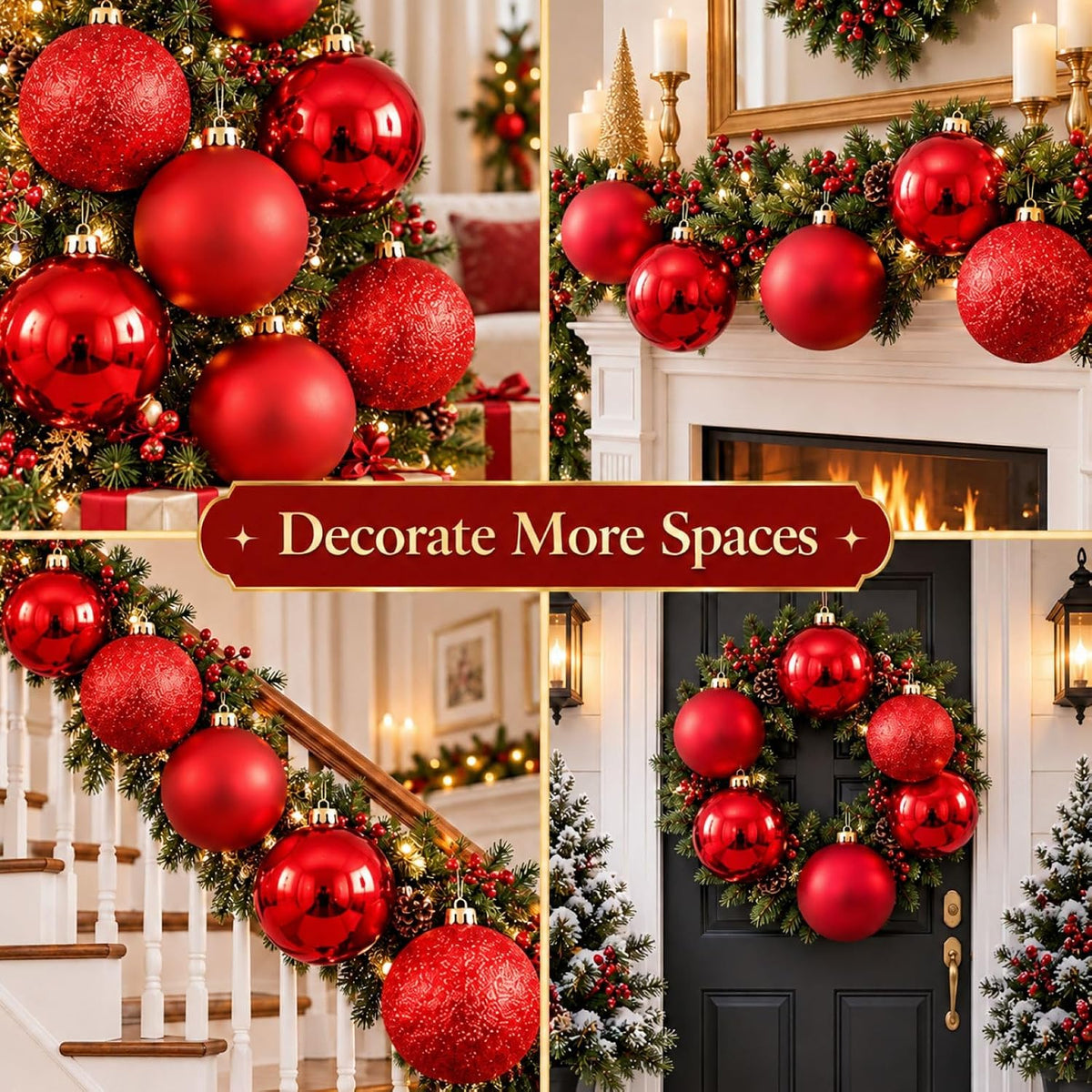 Deekin - Paquete de 8 bolas de adornos de Navidad extra grandes par...