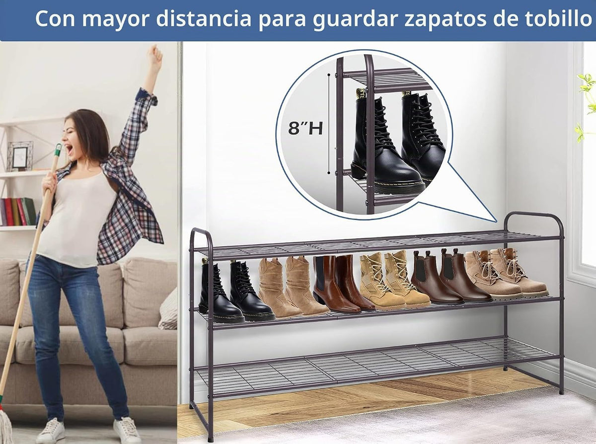 KEETDY estante de zapatos largo de 3 niveles para clóset, organizad...