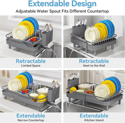 Urackify Escurridor de platos expandible para encimera de cocina pe...