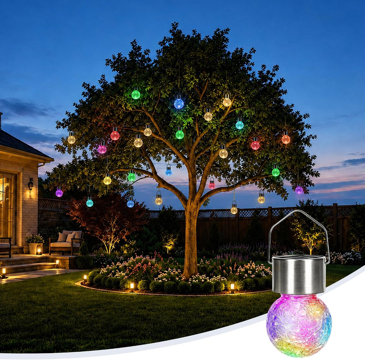 GIGALUMI - Luces solares colgantes para exteriores, luz de decoraci...