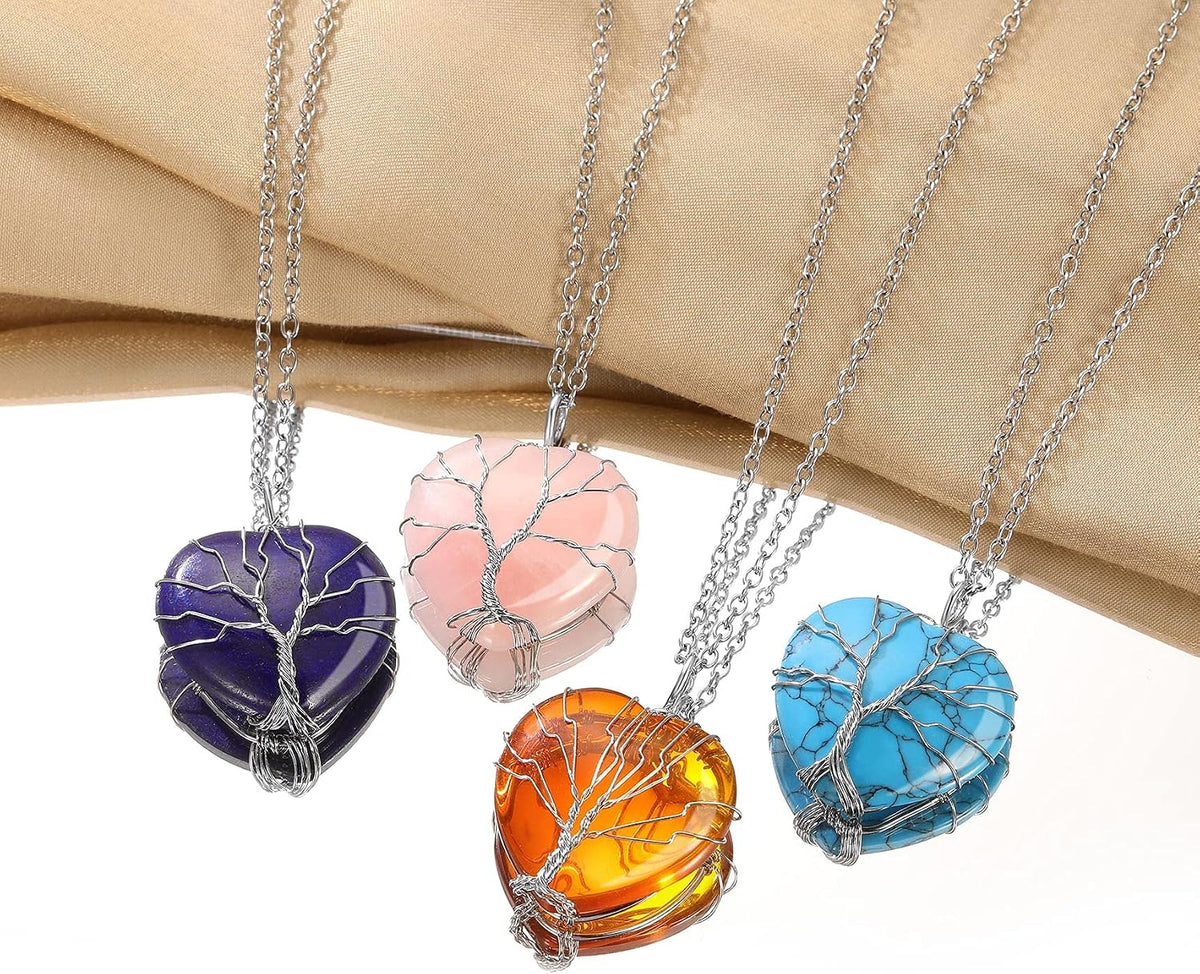 Bestyle Collar de cristal curativo envuelto en árbol de la vida, co...