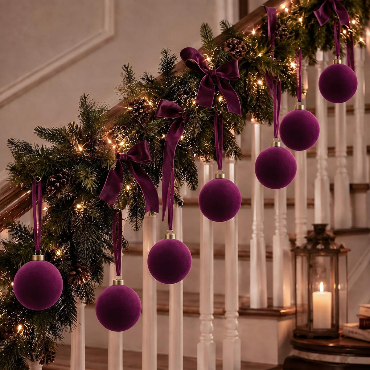 6 adornos grandes de terciopelo de Navidad de 4 pulgadas | Esferas...