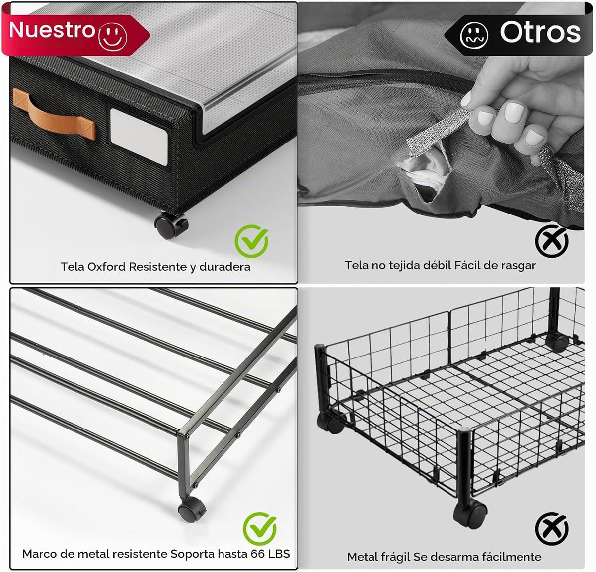 Yecaye Almacenamiento debajo de la cama con ruedas de 60 L, paquete...