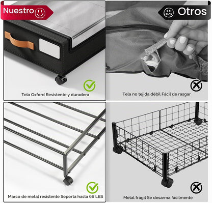 Yecaye Almacenamiento debajo de la cama con ruedas de 60 L, paquete...