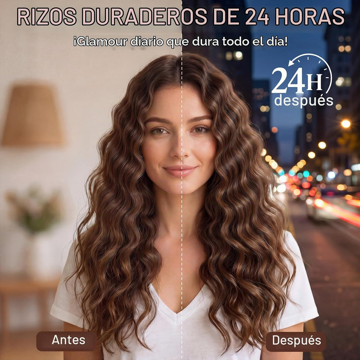 Rizador de 3 barriles, herramienta de crimpadora de cabello de 1 pu...