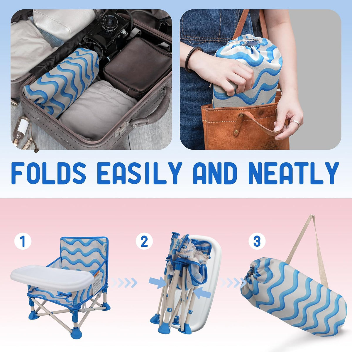 Tiny Marvels - Silla de bebé, silla alta portátil para viajes y pla...