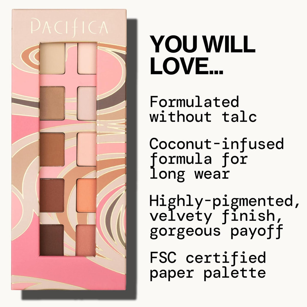 Pacifica Pink Nudes - Paleta de sombra de ojos minerales, 10 tonos...