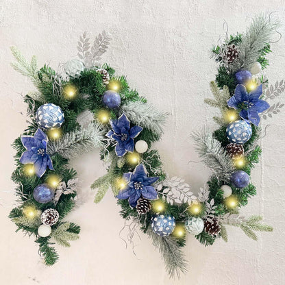 WANNA-CUL Guirnalda de Navidad Preiluminada de 6 pies Azul Plateado...