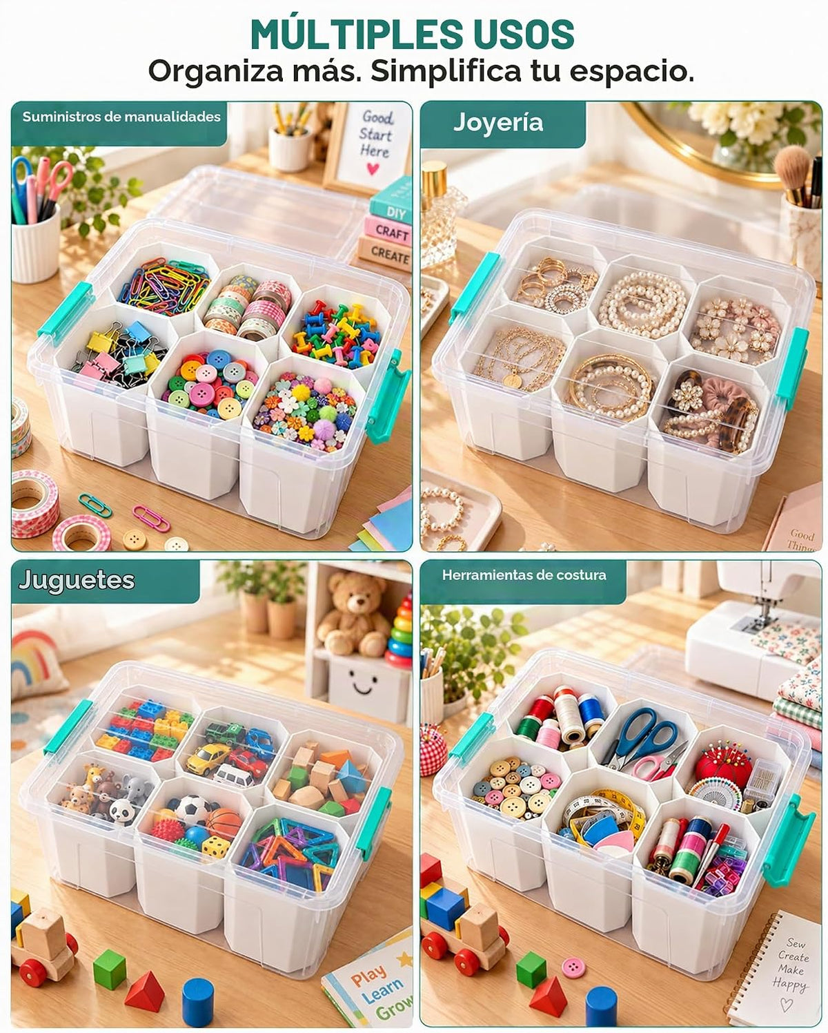 EOENVIVS Bolsa de almacenamiento transparente con 6 insertos altos,...