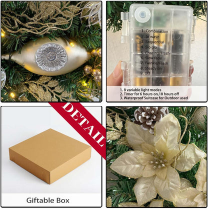 WANNA-CUL Corona de Navidad preiluminada de 61 cm para puerta princ...