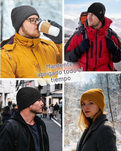 FURTALK Gorro de invierno con forro polar para hombre, doble capa,...
