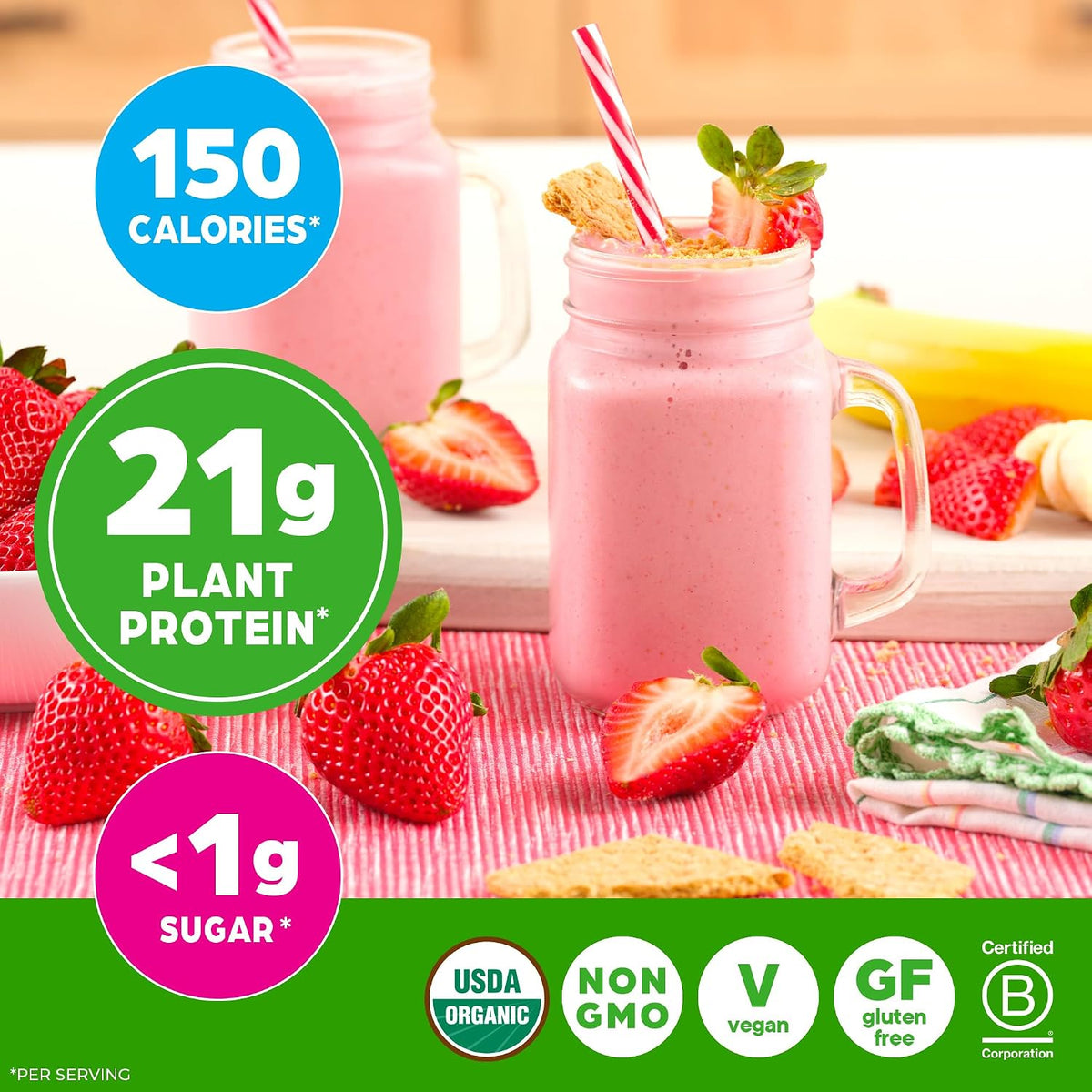 Orgain Proteína en polvo vegana orgánica de 0.74 oz, fresas y crema...