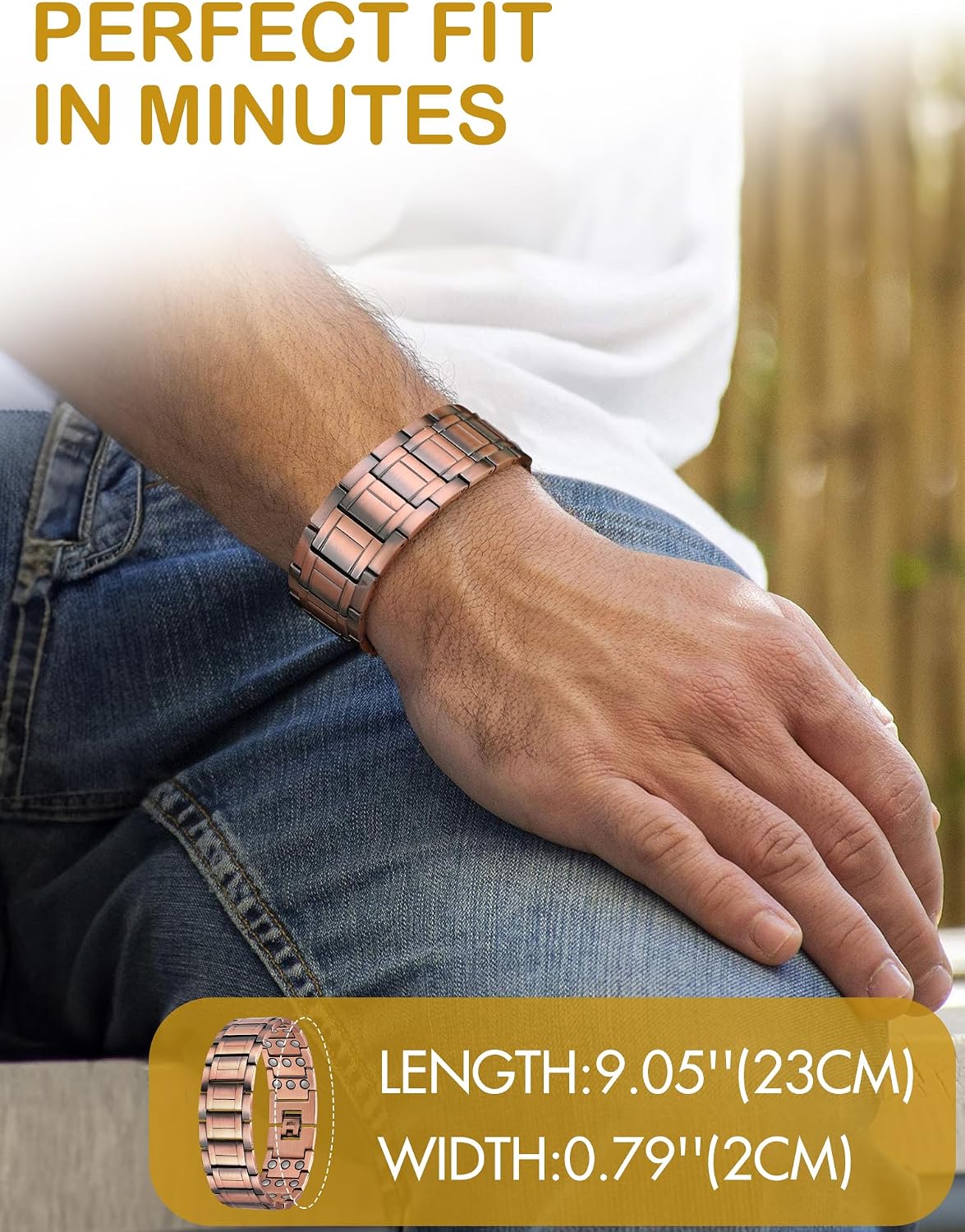 Pulsera de cobre para hombre Feraco, 3 veces más fuerte, pulseras m...