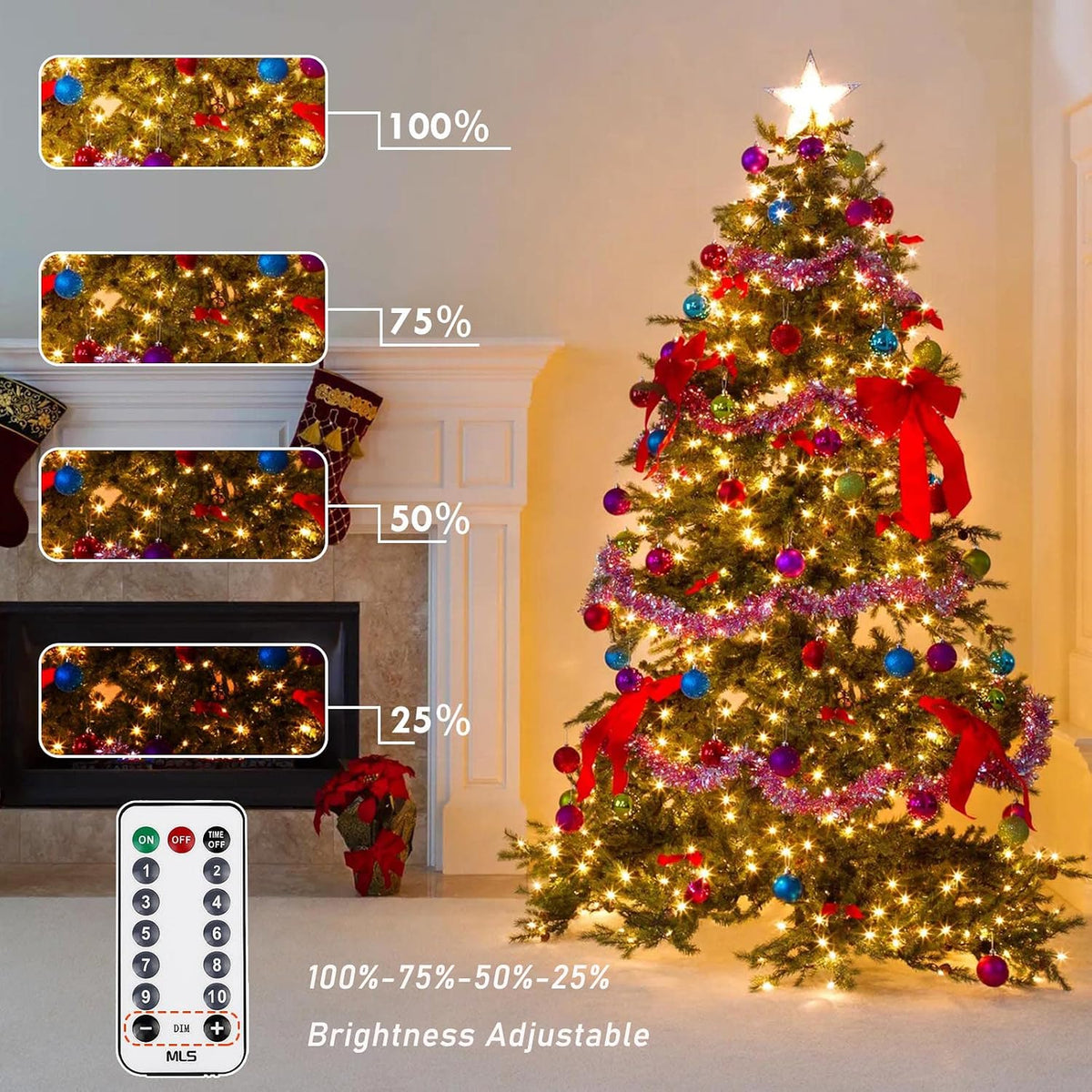 200LED 75.8 FTConnectable luz de Navidad que cambia de color con |...