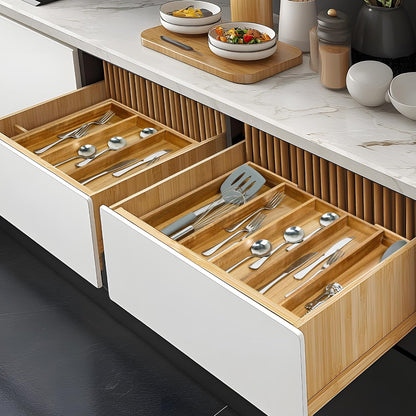 VaeFae Organizador de Cubiertos de Cocina de Acacia, Organizador de...