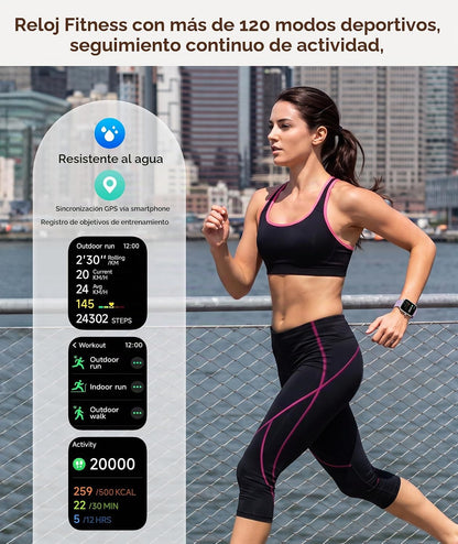 Reloj inteligente para mujeres\/hombres, llamadas Bluetooth, Alexa...
