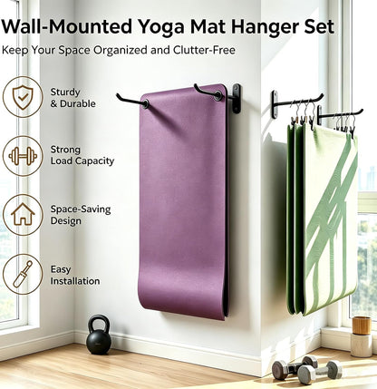 Soporte de pared para esterilla de yoga, estante de almacenamiento...