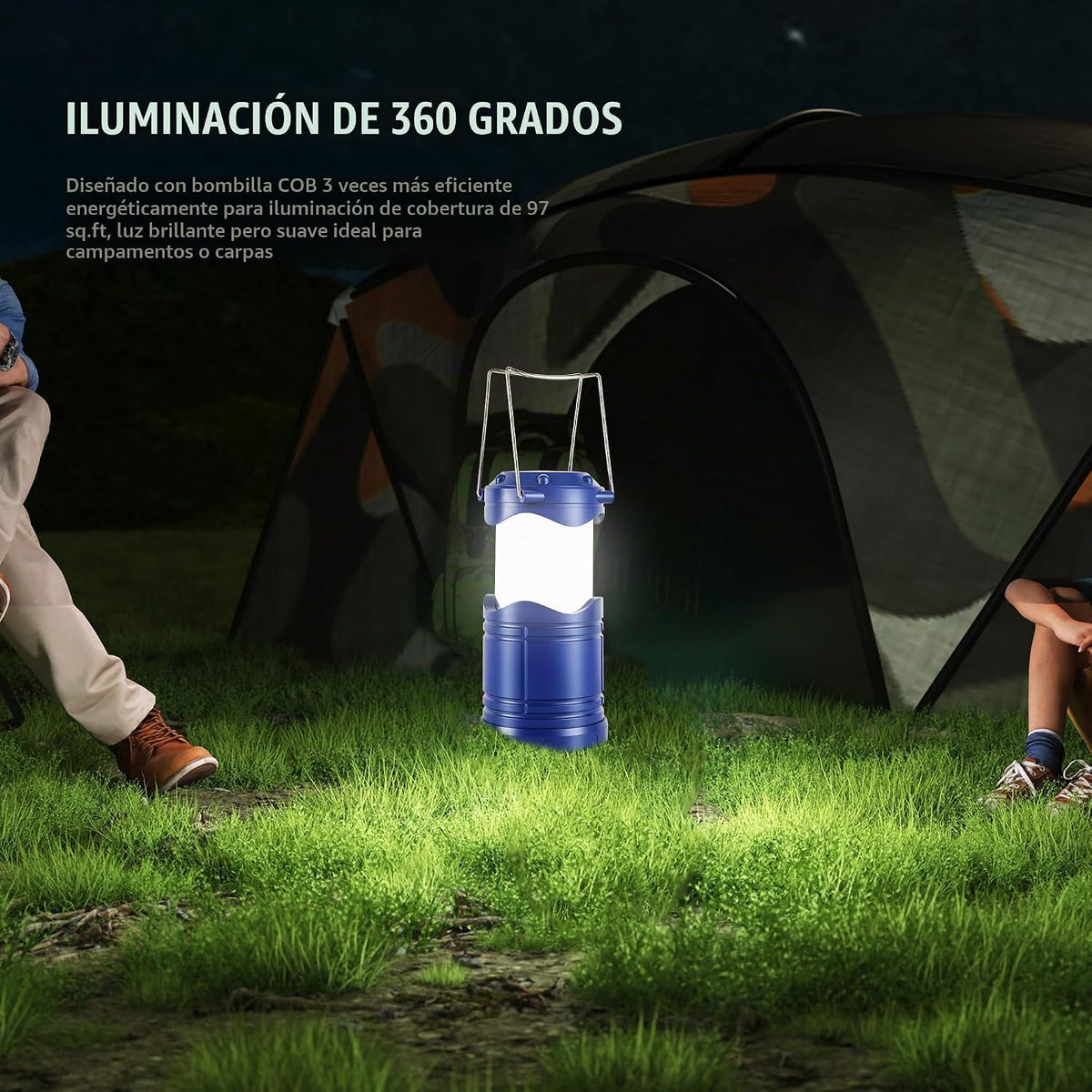 Lichamp Linterna LED de camping, paquete de 4 linternas alimentadas...