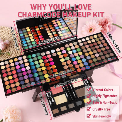 CHARMCODE Kit de maquillaje cosmético de 190 colores, combinación d...