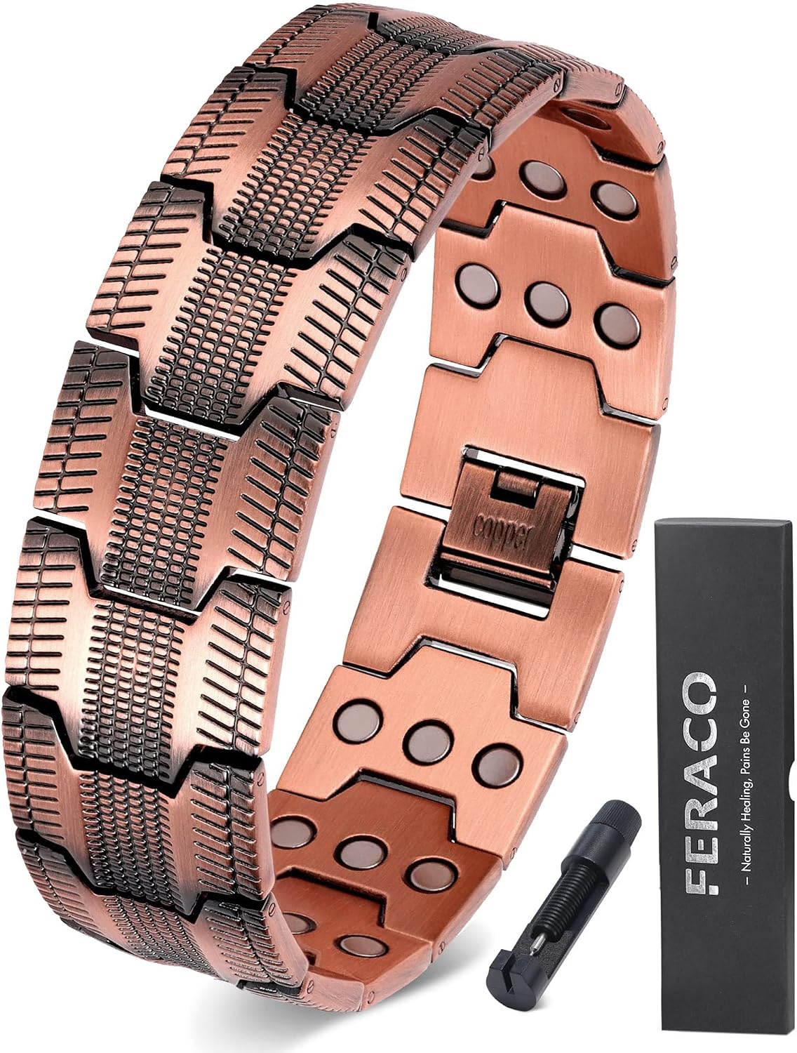 Pulsera de cobre para hombre Feraco, 3 veces más fuerte, pulseras m...