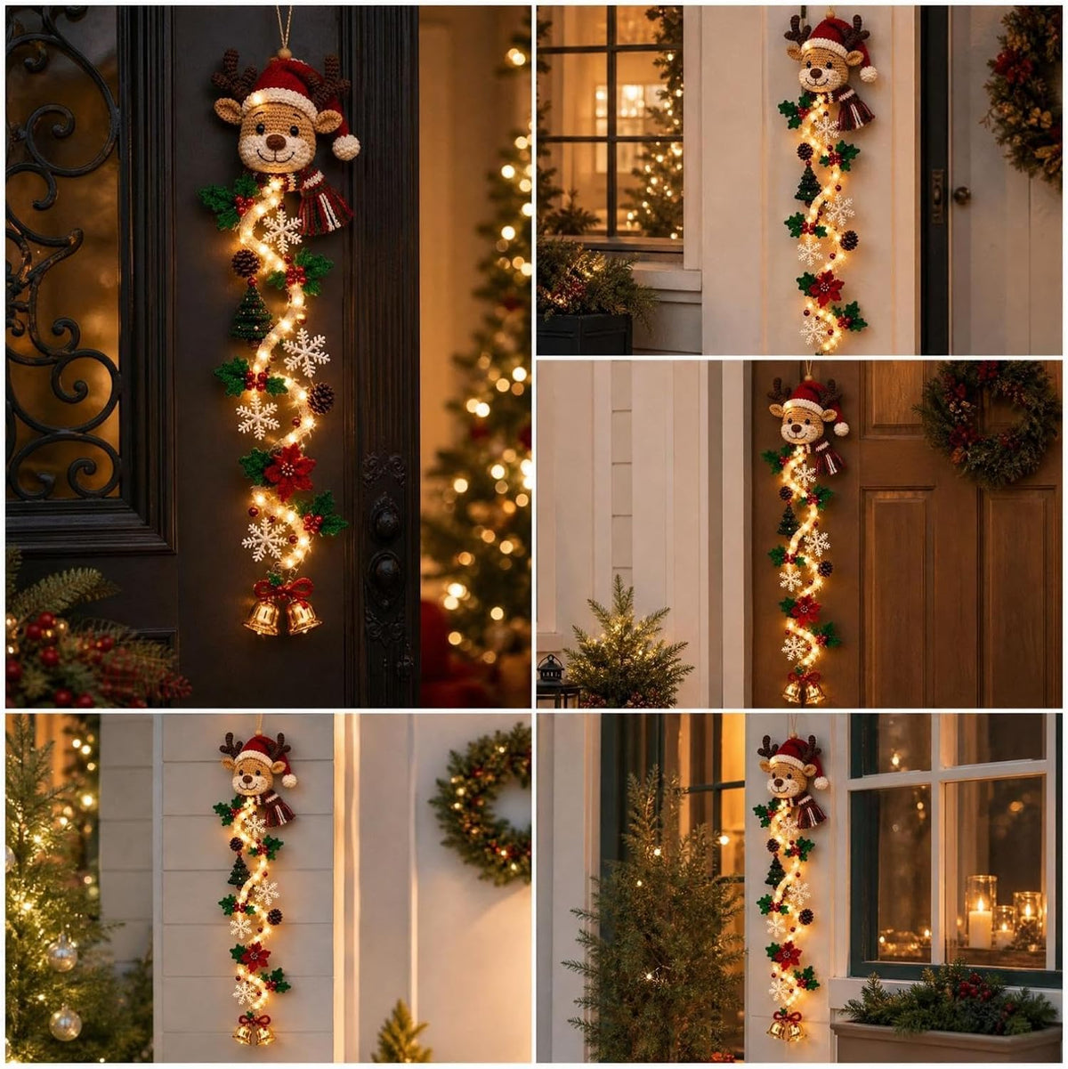 2 colgadores de puerta de Navidad iluminados con muñeco de nieve, l...