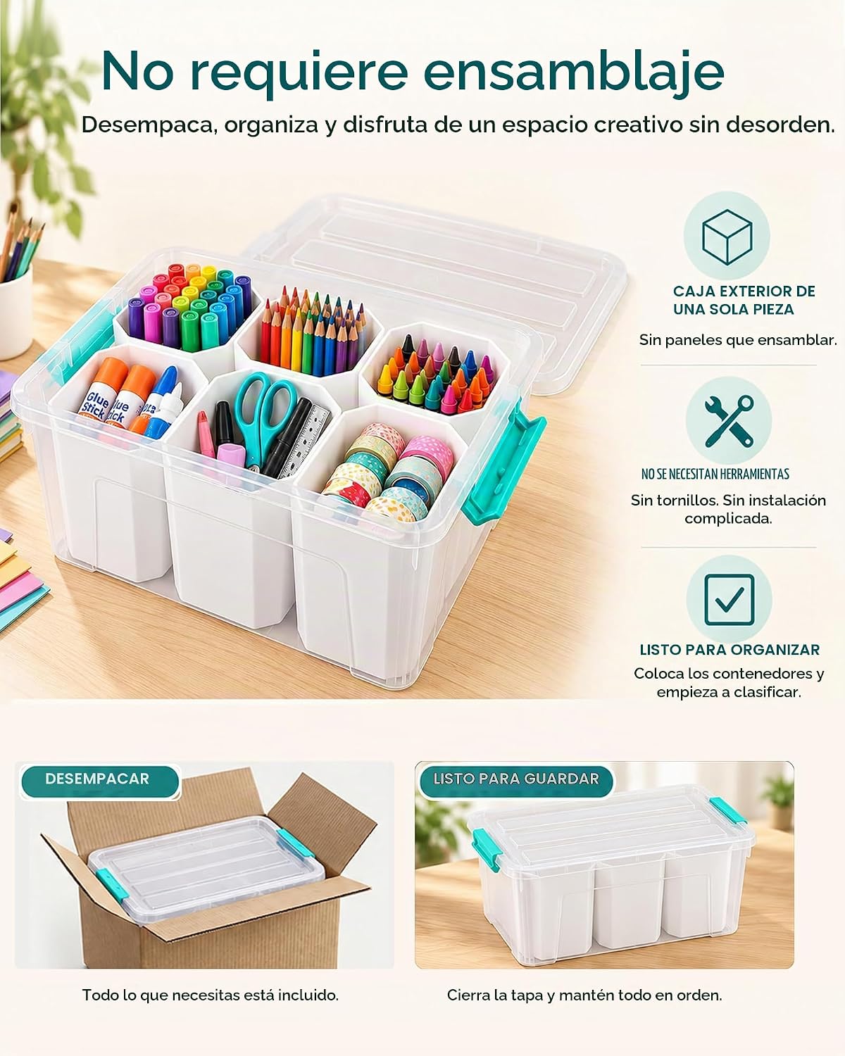 EOENVIVS Bolsa de almacenamiento transparente con 6 insertos altos,...