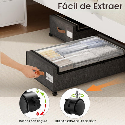 Yecaye Contenedores de almacenamiento debajo de la cama, 82 L, se a...