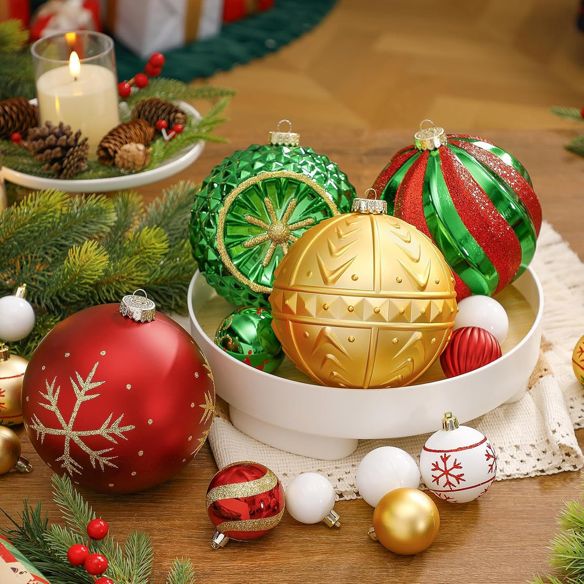 SHareconn Bolas decorativas grandes de árbol de Navidad de 4 unidad...