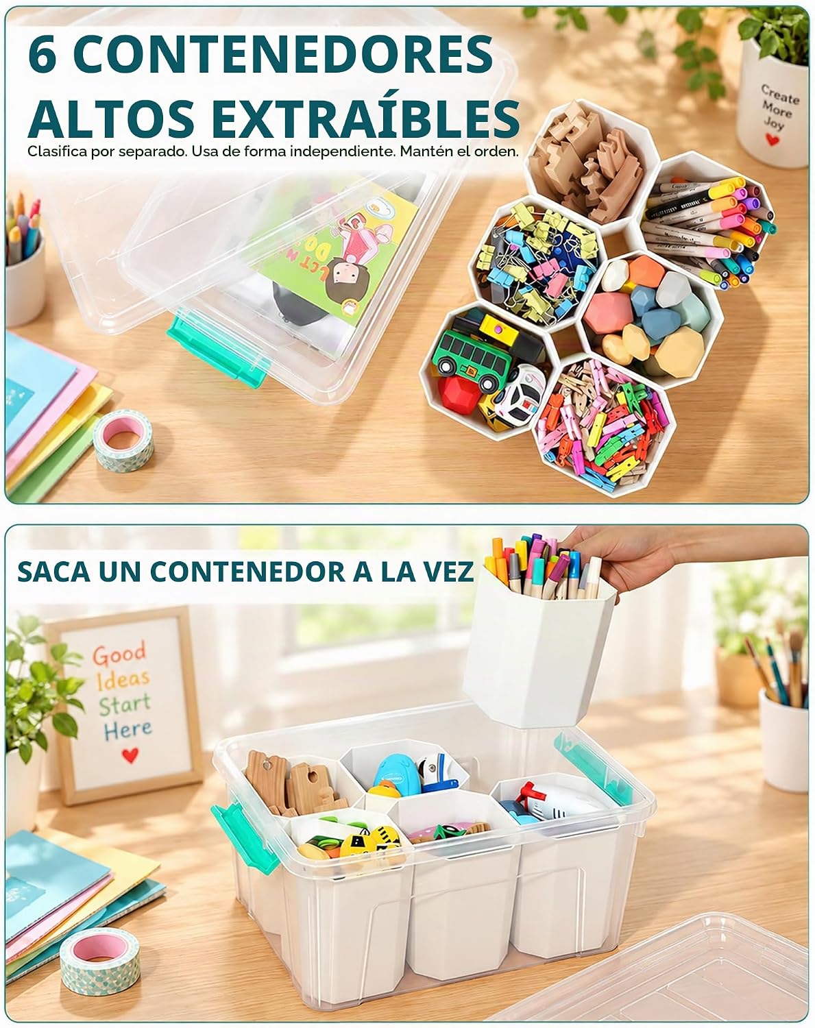 EOENVIVS Bolsa de almacenamiento transparente con 6 insertos altos,...