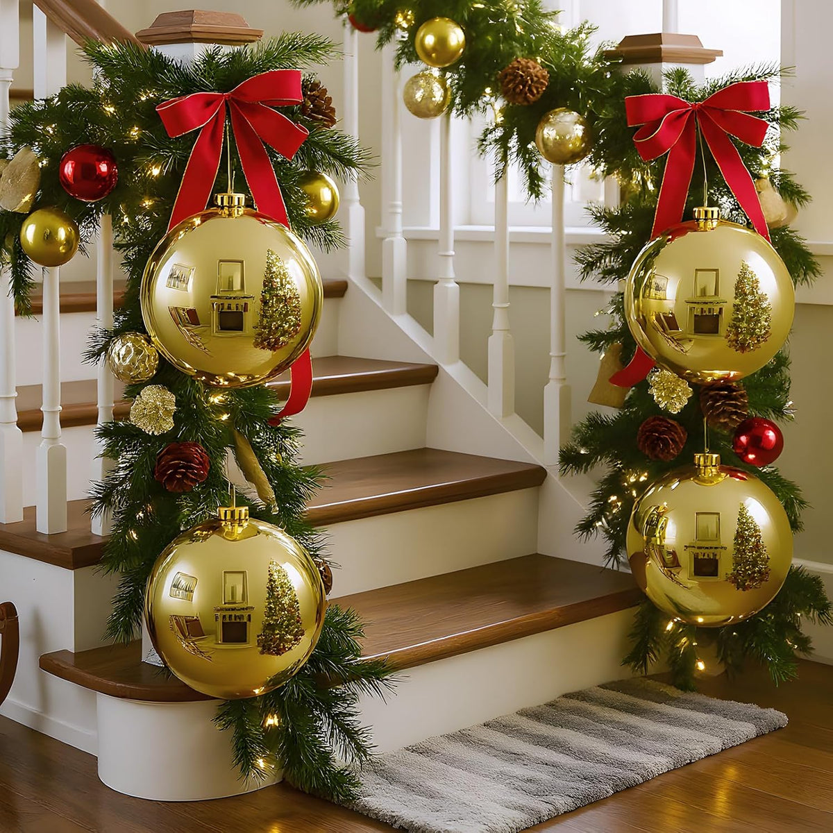 Zubebe 4 piezas de adornos de bola de Navidad extra grandes de 6...