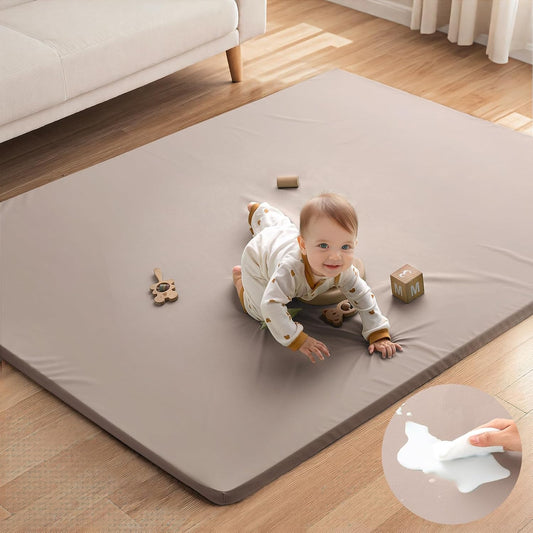 Blissful Diary Tapete de cuero vegano para bebé, 71"x59", g...