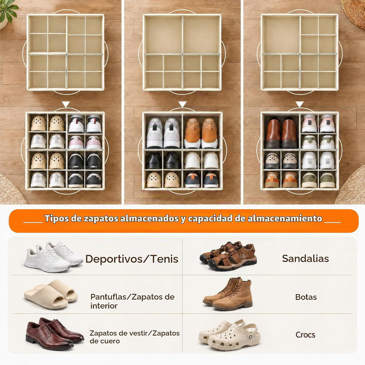 Aokeyee Organizador de zapatos para armario, paquete de 2 cajas org...
