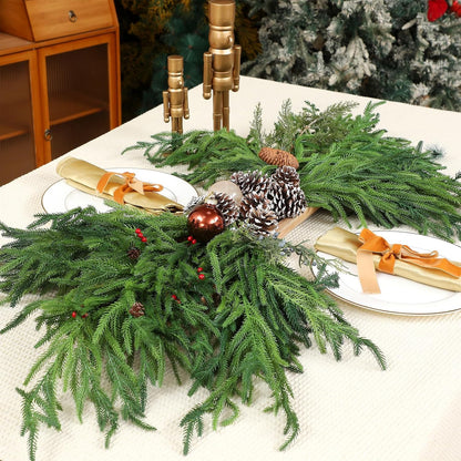 Jutom - 12 tallos artificiales de pino Norfolk de Navidad, 30 in |...