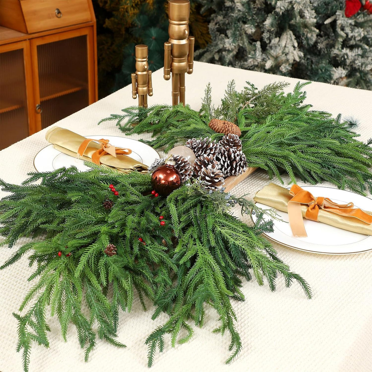 Jutom - 6 tallos artificiales de pino Norfolk de Navidad, 30 in | S...