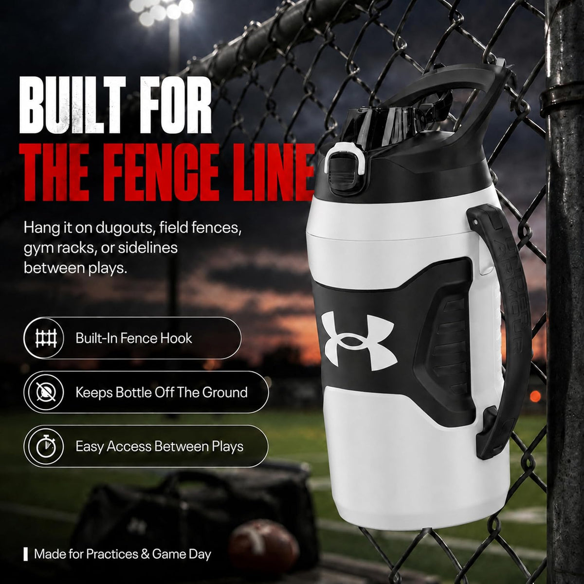 Under Armour Botella de agua aislada con asa y gancho para cerca, j...
