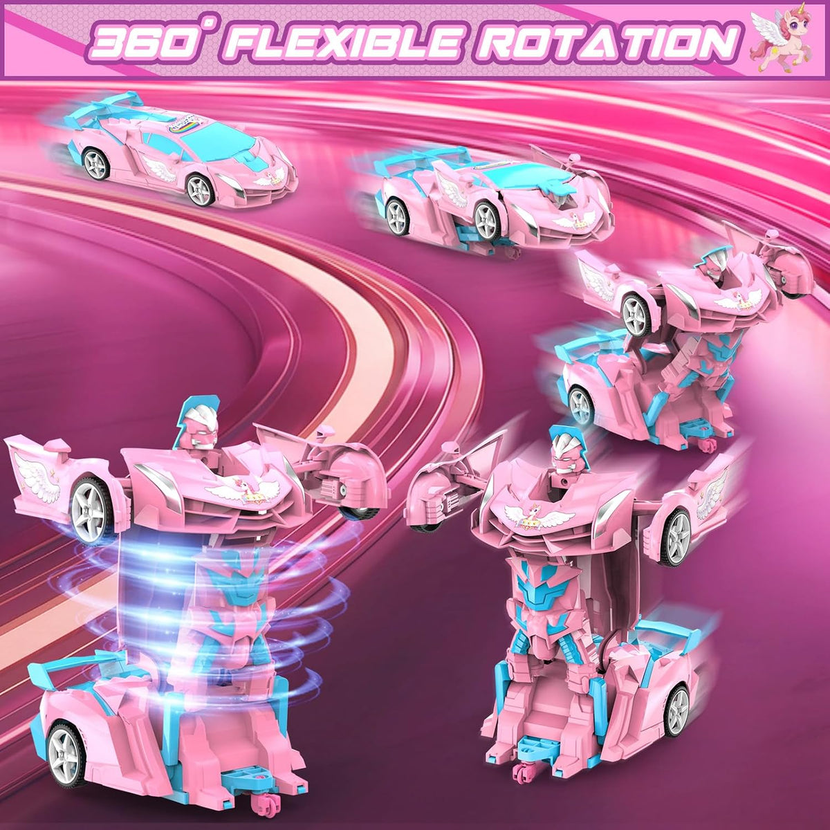 BLUEJAY Unicorn Transform RC Cars para niñas de 3 a 12, 2.4 GHz con...