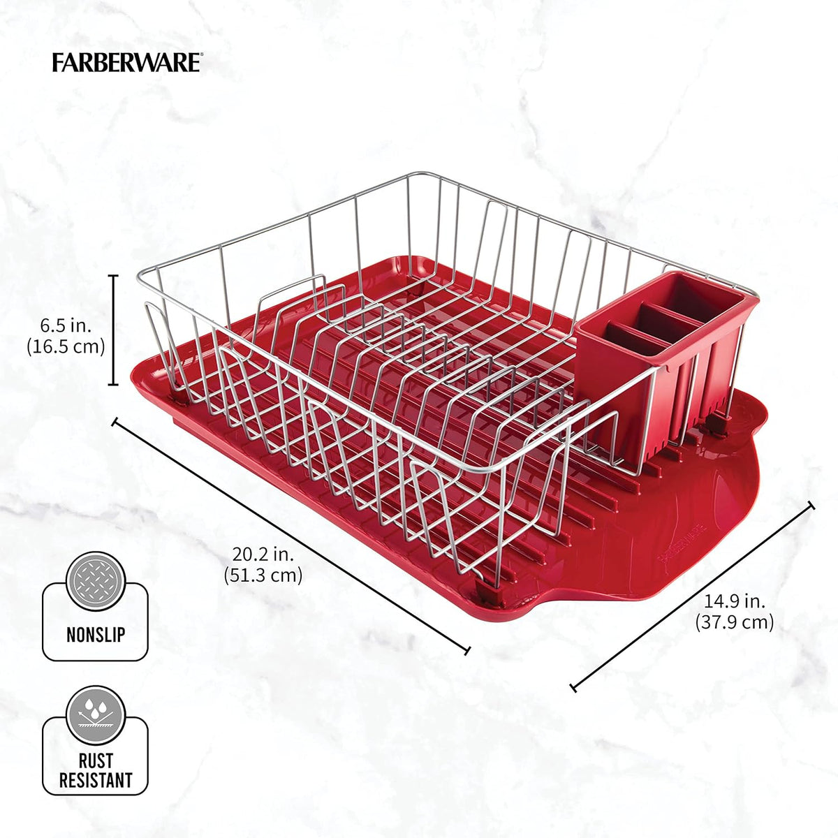 Farberware Escurreplatos Clásico Grande Resistente al Óxido con Org...