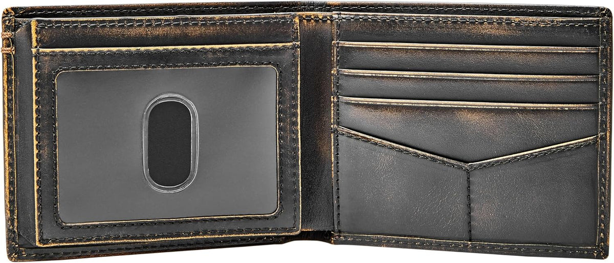 Fossil Billetera para hombre, billetera plegable de piel Wade con i...