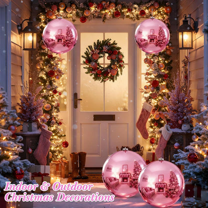 Zubebe Bolas grandes de adornos navideños de 8 pulgadas, color rosa...
