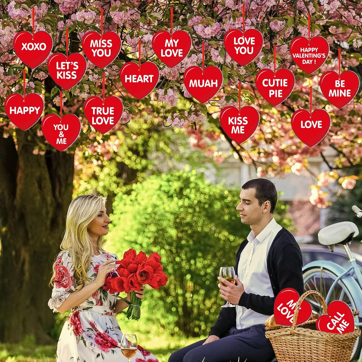 Rtteri 30 adornos de corazón colgantes para el día de San Valentín...