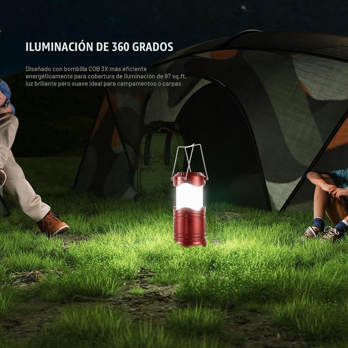 Lichamp Linterna LED para campamento, paquete de 4 linternas alimen...