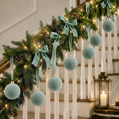 6 adornos grandes de terciopelo de Navidad de 4 pulgadas | Esferas...